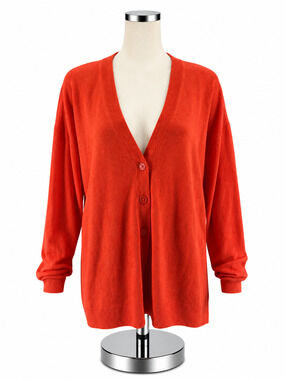 Talbots Women's 100% Linen V-Neck Cardigan Sweater Orange Size XL NWT